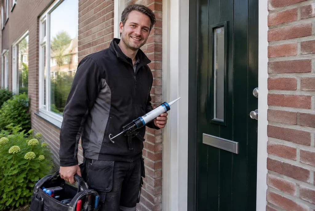 Vakman van Kitbedrijf Utrecht bij de voordeur van een woning